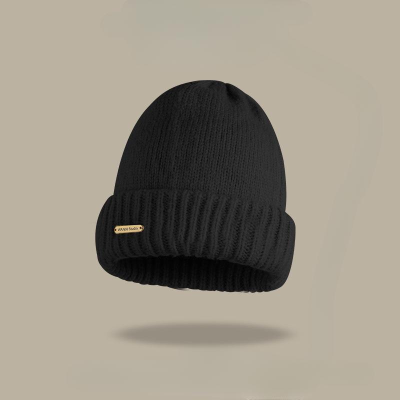 Knitted Hat Versatile In Autumn Winter Loose Pile Cap Big Head Circumference Cold Hat Thick Warm Ear Protection Knitted Hat