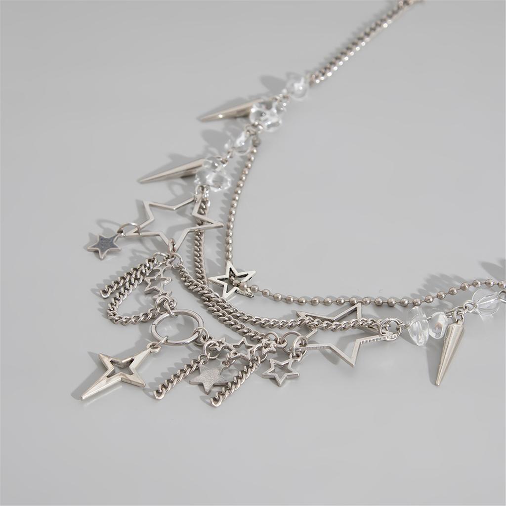 Snygg Flerskiktad Stjärnhänge Halsband Med Oregelbundna Tofsar Design Dekoration för Vardaglig Casual Användning