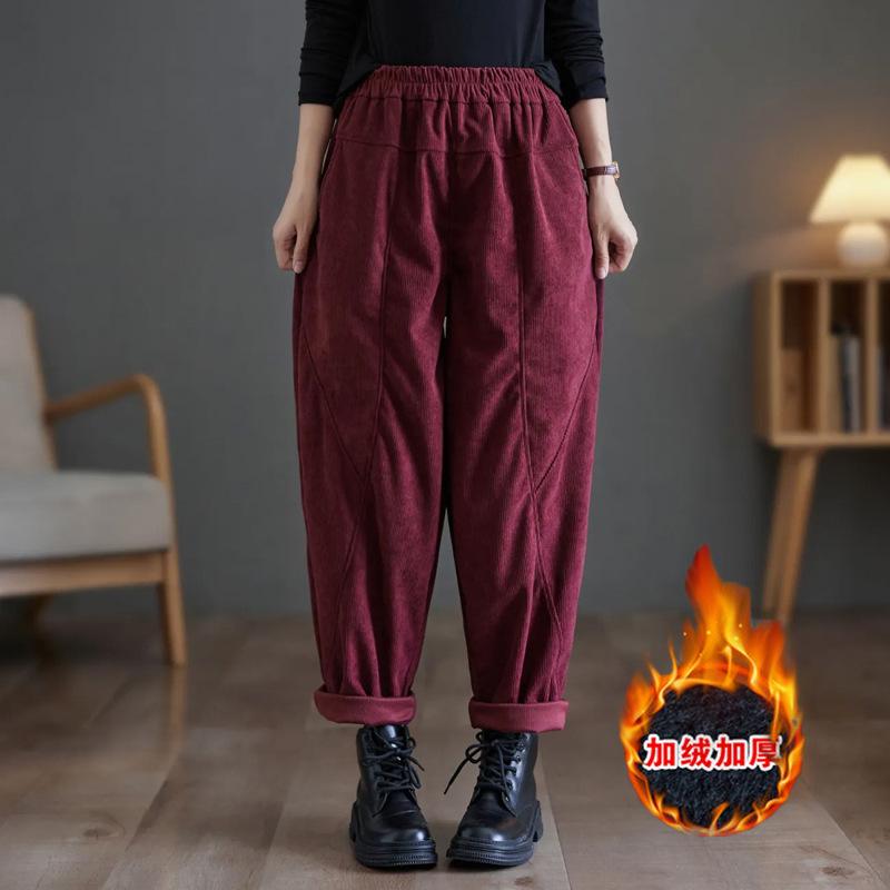 Spring and Autumn Winter Pants Haren Pants Loose and Plush Thick Pants Women's Plus Size