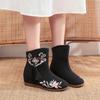 Winter Woman Embroidered Shoes Chinese Style Platform Shoe Hanfu Zapatos Women's Casual Vintage White Ankle Boots