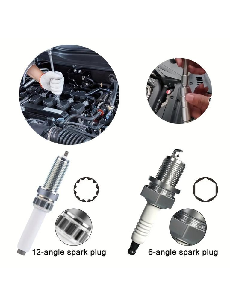 Bougiesleuteladapter 14mm 16mm cardankop met magnetische flexibele dunwandige 3/8" aandrijving auto onderhoudsgereedschap