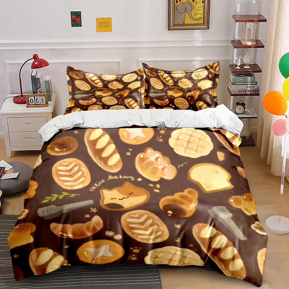 "Bakery Cat Themed Decoration Set" Bedding Set with 1 Duvet Cover 2 Pillowcases Single Double King Queen, Gift