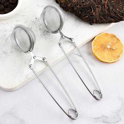 Roestvrij Staal Thee-infuser met Handvat Gaas Drukknop Bal Theezeef Herbruikbare Metalen Thee-infuser met Tang Klem voor Losse Thee Kruiden Specerijen
