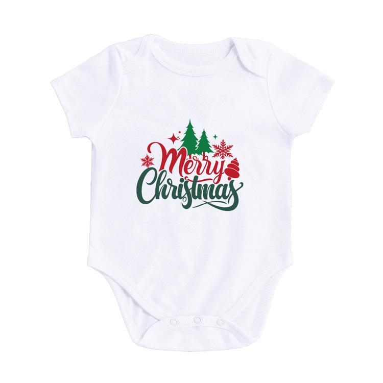 Four Seasons Baby Bodysuit: Newborn Triangle Romper with Christmas Print, Short Sleeve Onesie for Comfortable Outings