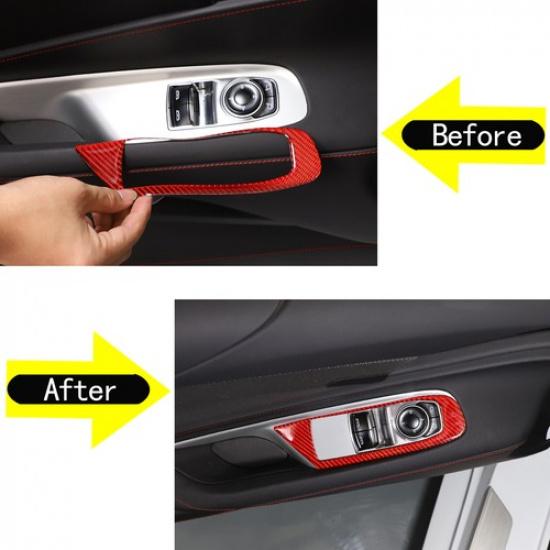 Red Carbon Fiber Window Glass Lift Switch Frame For Corvette C8 Convertible