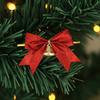 Decorative Bows with Bells 2 Pcs Christmas Bell, 4 Inch Glitter Ribbon Bows, Pre Tied Hanging Holiday Ornaments Xmas for Gift Wrapping, Wreath, Tree,