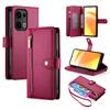 DF-011 For Oppo Reno13 5G (Global) Case Zipper Pocket Wallet Leather Phone Cover with Straps