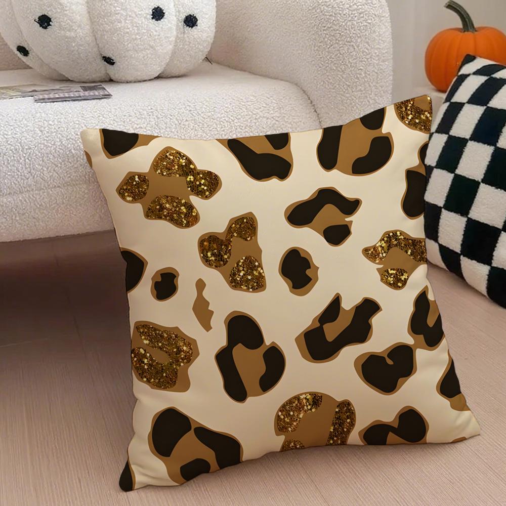 

Lleopard print Cushion Cover Linen Pillow Case Soft Breathable Protective Couch Room Decoration 30x30cm