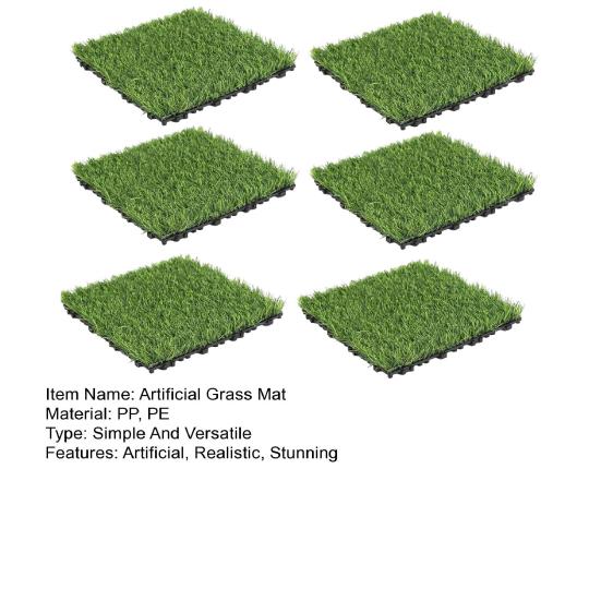 Artificial Grass Mat, 12 x 12 Inch Square Fake Grass Rug, Interlocking Faux Green Turf Patch Tiles for Balcony, Patio, Deck,