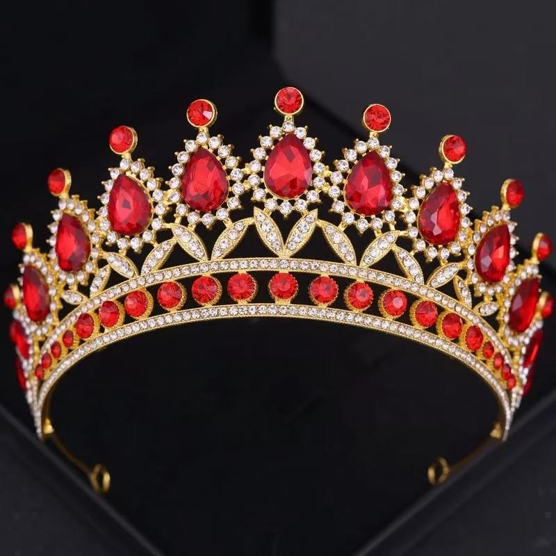 Luxurious Crystal Gemstone Water Drop Tiara Bridal Hair Accessories Wedding Party Banquet Event Elegant Fashion Women Crown Gift