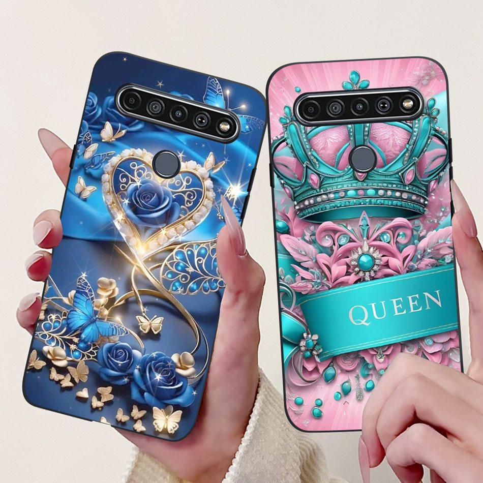 For LG K41S K51S 2020 Elegant Floral Cat Printed Phone Case For LG K41S K51S LM-K410 LM-K510 Black Silicone Soft Cases