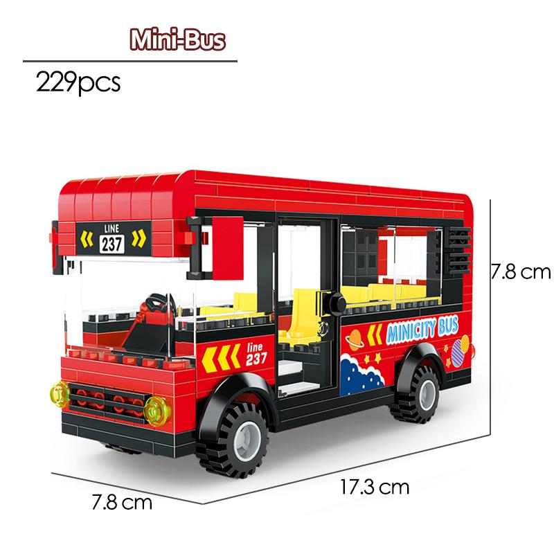 Město Londýn Autobus Cihlový Dvoupatrový školní autobus Model Vozidla Auto pro Děti Hračky Dárky Technické Stavební Bloky