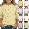 Kid's Round Neck Cute Flower Day Print Lightweight Spring/Summer Top