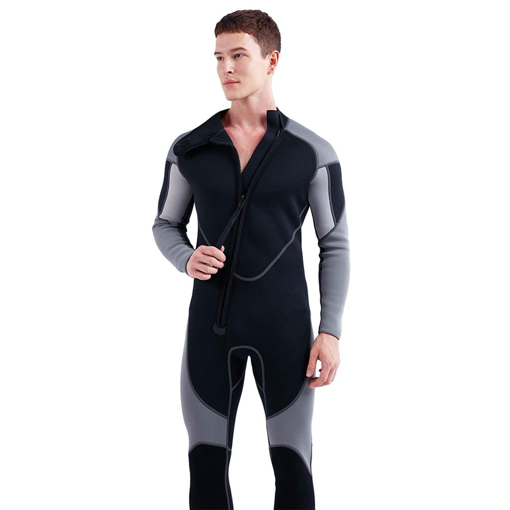 3mm Neoprene Wetsuit for Men Front Zip Full Body Diving Suit for Snorkeling Surfing Scuba Diving Swimming