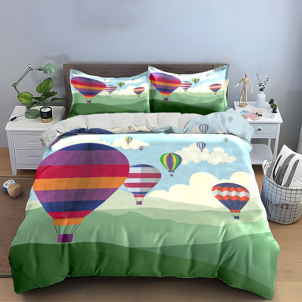 Colorful Hot Air Balloons. Bedding Sets Duvet Cover Sets Duvet Covers Pillowcases(1 * Duvet Cover 2 * Pillowcases Without Duvet Insert)