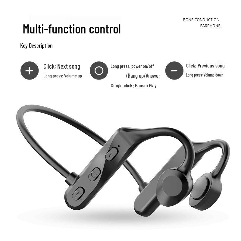 New Air Conduction Bluetooth In-Ear Headphones with Long Battery Life - Black Technology