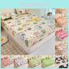Flower Bear Rabbit Pattern Water Wash Cotton Bedspread Mattress Protective Cover