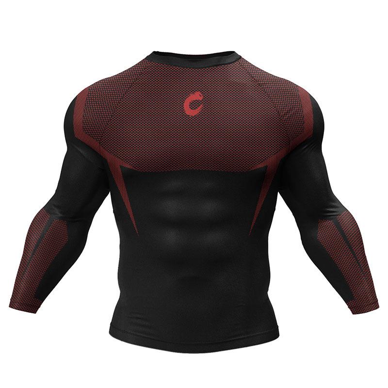 Herren Hochelastische Kompressions-Laufjacke Schnelltrocknendes Langarm-Fitnessstudio-T-Shirt