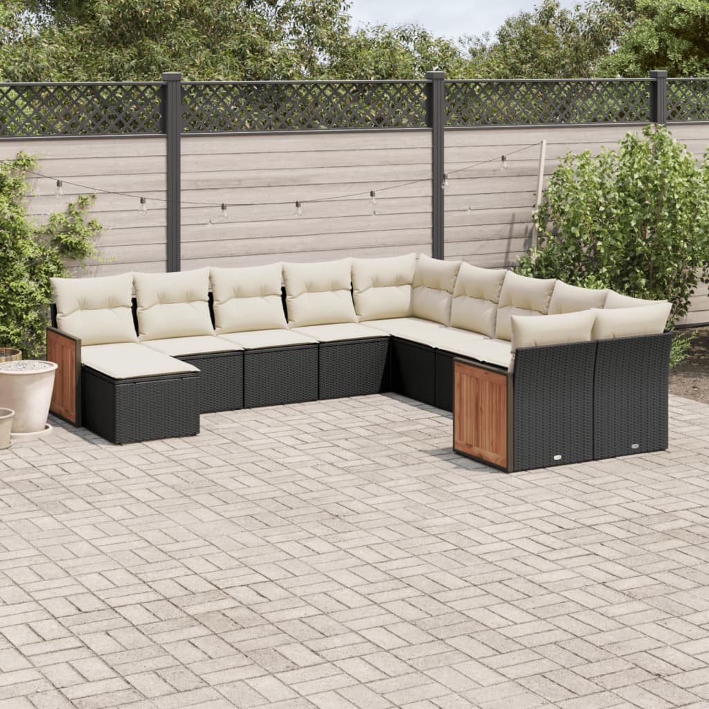 Vidaxl 11-Cz. Set da Giardino, Cuscini Rattan Nero Pe