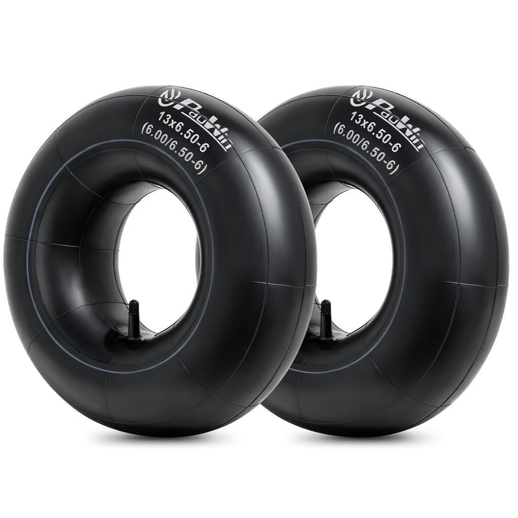 PaoWin Tire Tubes with TR13 Lawn Mower Lawn Mower Hand Cart Tiller Tubes 2-Pack 13x6.50-6 Tubes, 13x6.50-6 Valves, 13x6.50-6 Tubes, 13x6.50-6 Tubes,