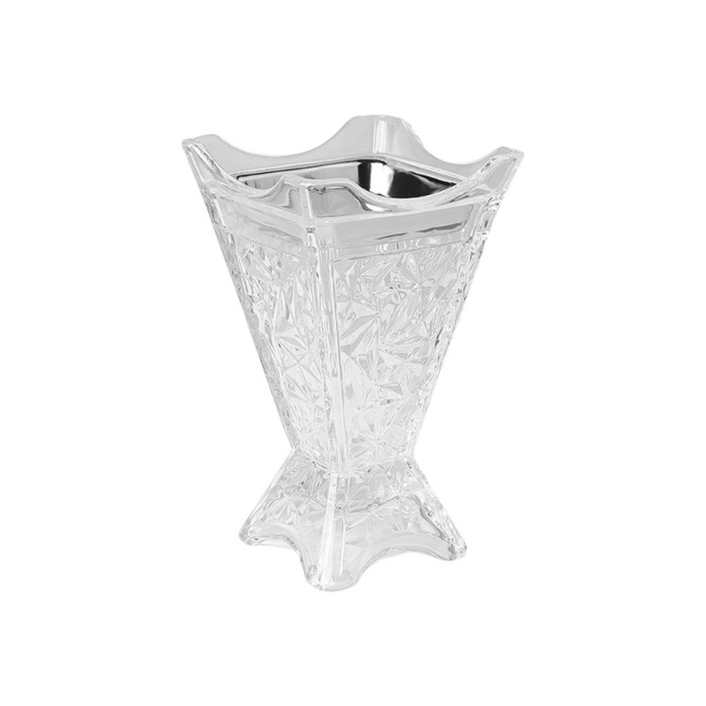 Arabic Style Glass Incense Burner Nordic Ironwork Clear Engraved Square Incense Holder Ornament Four-Corner Design