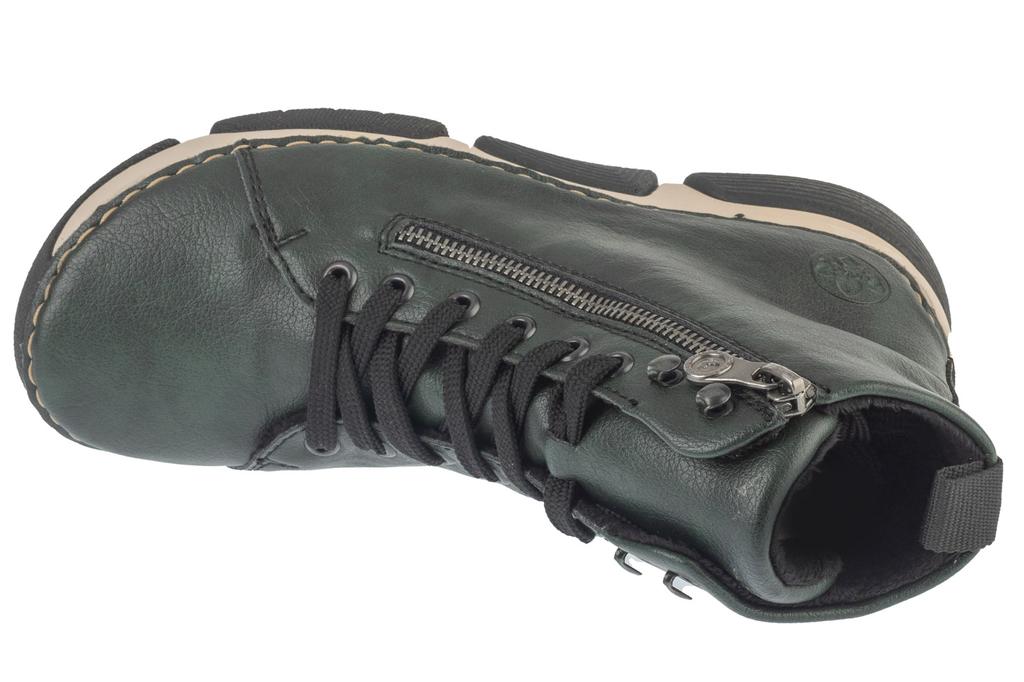 RIEKER Booties, Womens Green Lace-up Shoes