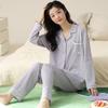XUEXIMAN Women's Pajamas, 100% Pure Cotton Cardigan Long-Sleeve Two-Piece Set, Gentle And Sweet, Suitable for Outdoor Wear, Ladies' Sleepwear