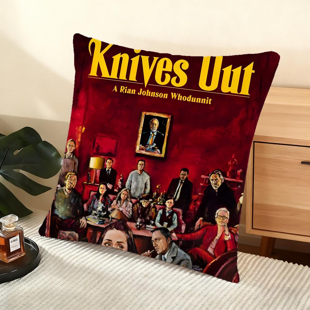 Kissenhülle seidiger kurzer Plüsch für Sofakissen zu Hause - Verdeckter Reißverschluss Heimdekoration Knives Out Film