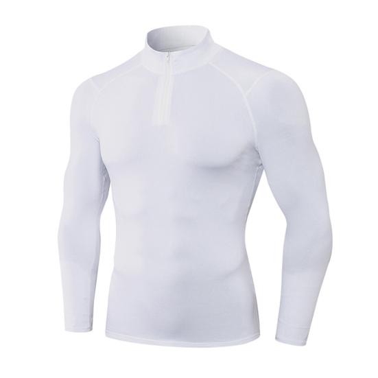 Autumn Winter Men Thermal Top Plush Lining Zipper Stand-up Collar Long Sleeve Shirt Slim Fit Stretch Casual Solid Color Cold Weather Warm Base