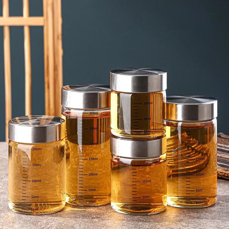 1Pcs High Borosilicate Glass Bottle Leak-proof Bottle Brewing Wine Bottle with Scale Coffee Cup Household Travel Fluid Container