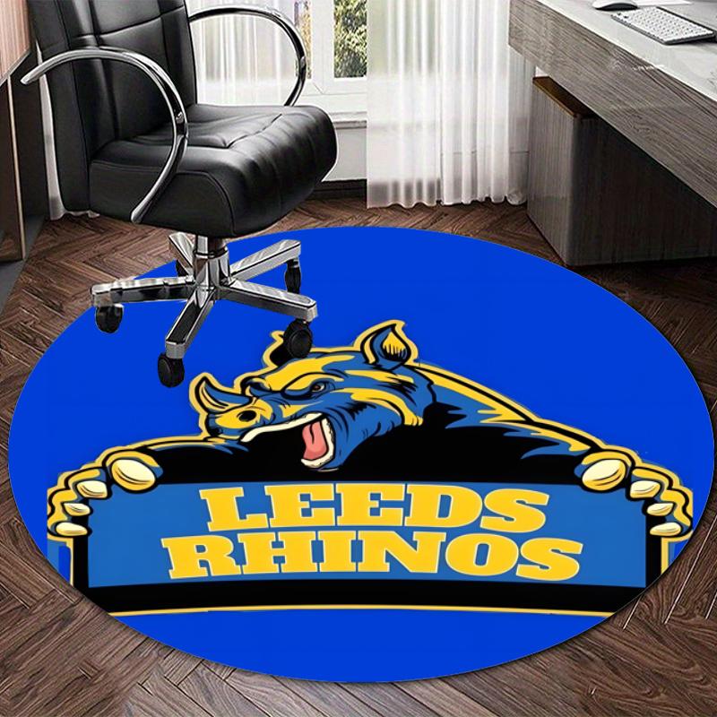 Personalized Leeds Rhinos Round Chair Office Rug - Perfect for Mat, Office Chair & More - Ideal Gift for Birthdays and Holidays