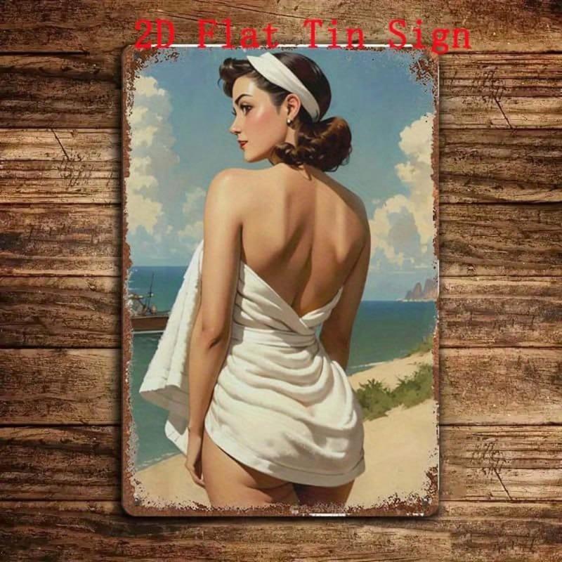 Pin-Up Girls Tin Sign, Retro Metal Wall Art