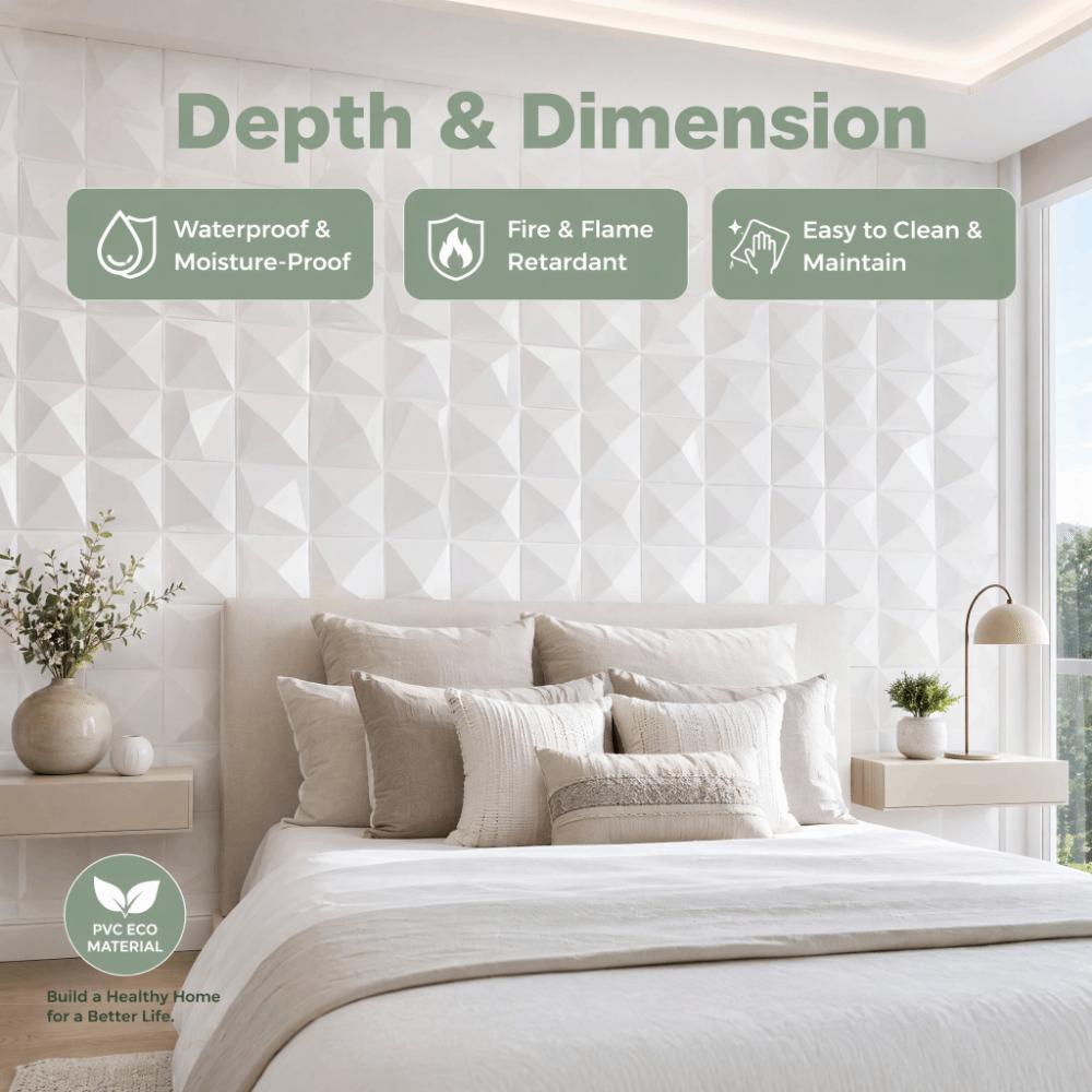 3D PVC Wall Panel White Wall Decorative Pannel Durable Wall Paper  Hotel Restaurant