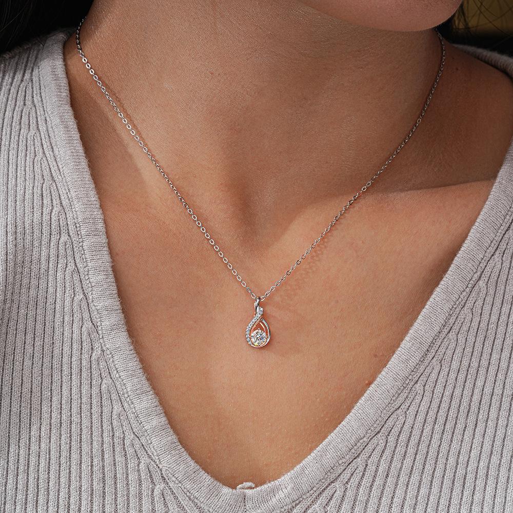 Moissanite Dual-Tone Necklace Silver Four-Claw Classic Lockchain Certified Luxury Gift for Women Jewelry Hypoallergenic