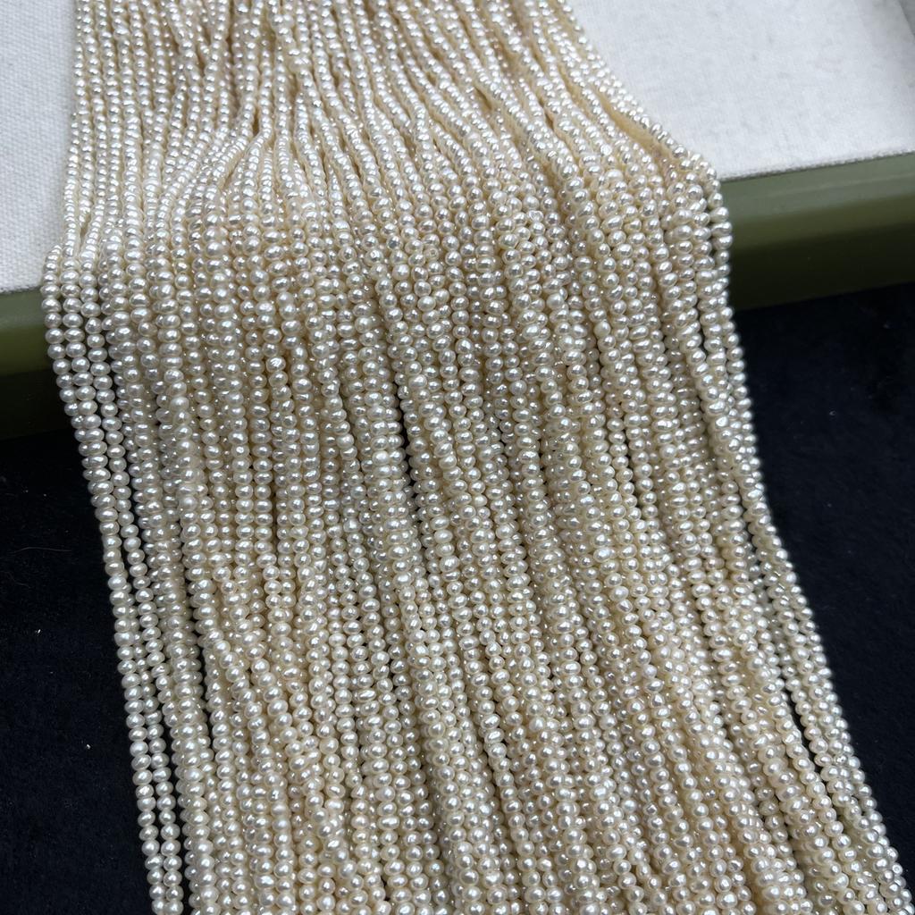 1 Strand Natural White Potato Freshwater Pearl Beads 2-2.5mm 36cm Tiny Side Drilled Mini Loose Pearls For DIY Bracelet Necklace Jewelry Making