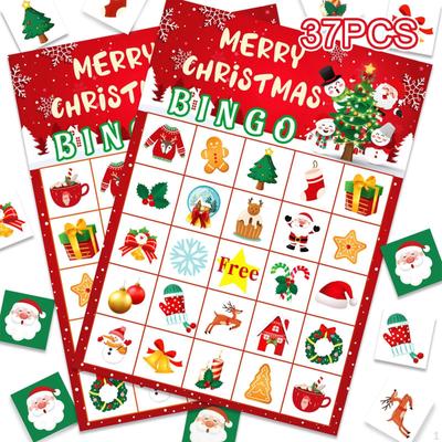 24 Jogadores Cartões de Bingo de Natal Festa de Natal de Inverno Papel