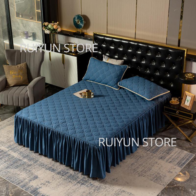 Einfarbig Verdicken Bett Rock Nicht-slip Matratze Abdeckung Protecor Couvre Lit Bettdecke Bettlaken Hause Schlafzimmer Bett Rock Bett Abdeckung