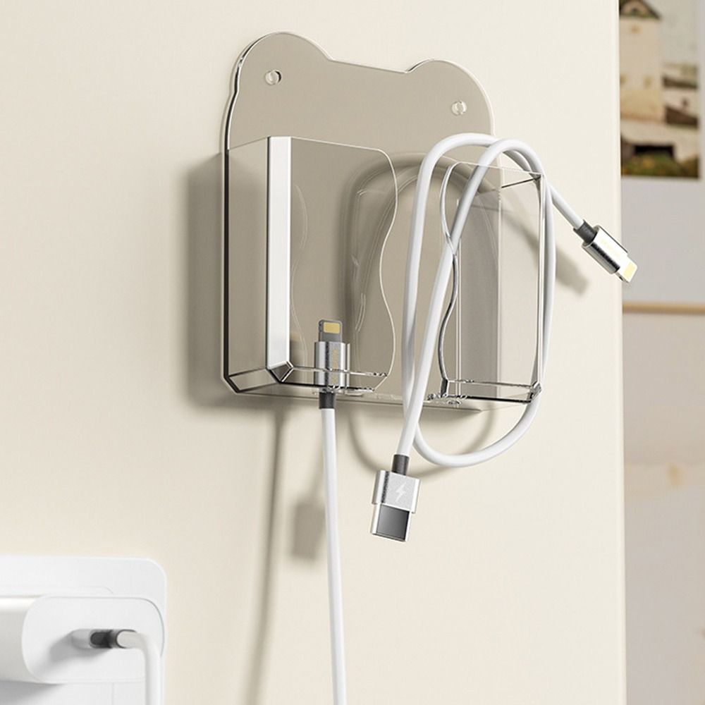 Multi-function Remote Control Storage Box Transparent Non Perforated Wall Stand Holder