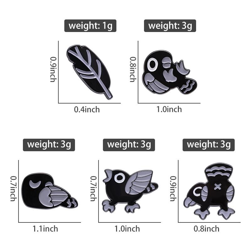 Black Crow Enamel Pins Custom Cute Animals Twitter Brooches Lapel Badges Animal Jewelry Gift for Kids Friends