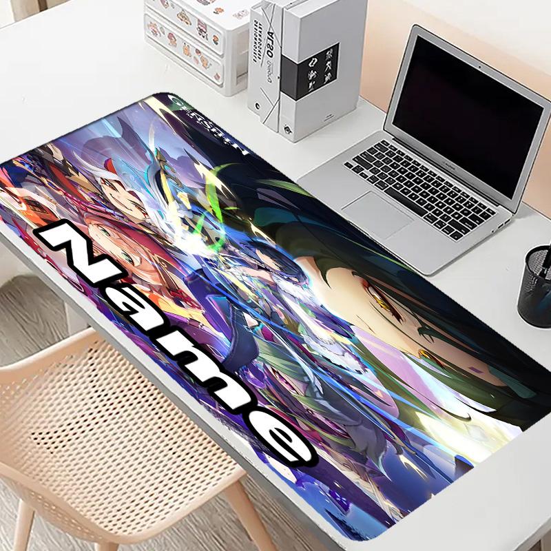 Custom Name Personalized Genshin Impact Pattern Mousepad, Laptop PC Desk Mat, Decorative Desk Mat for Home Keyboard Pad Gift