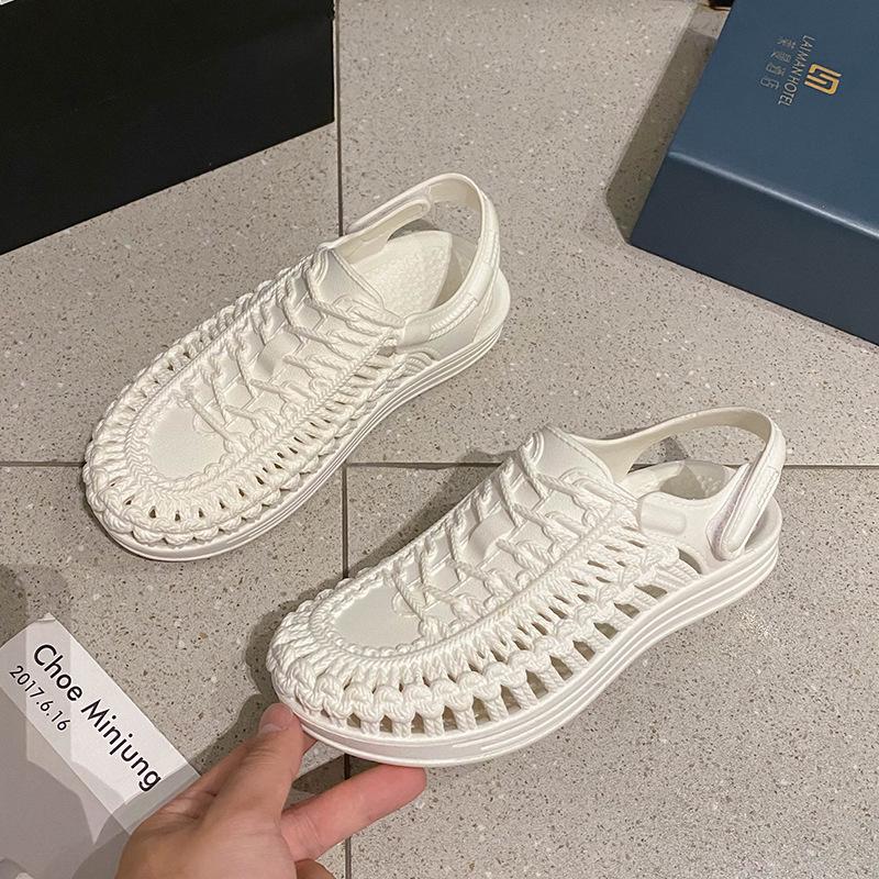 

Дышащие сандалии на липучке в корейском стиле - Повседневные модные шлепанцы с полым дизайном 40/41 хаки