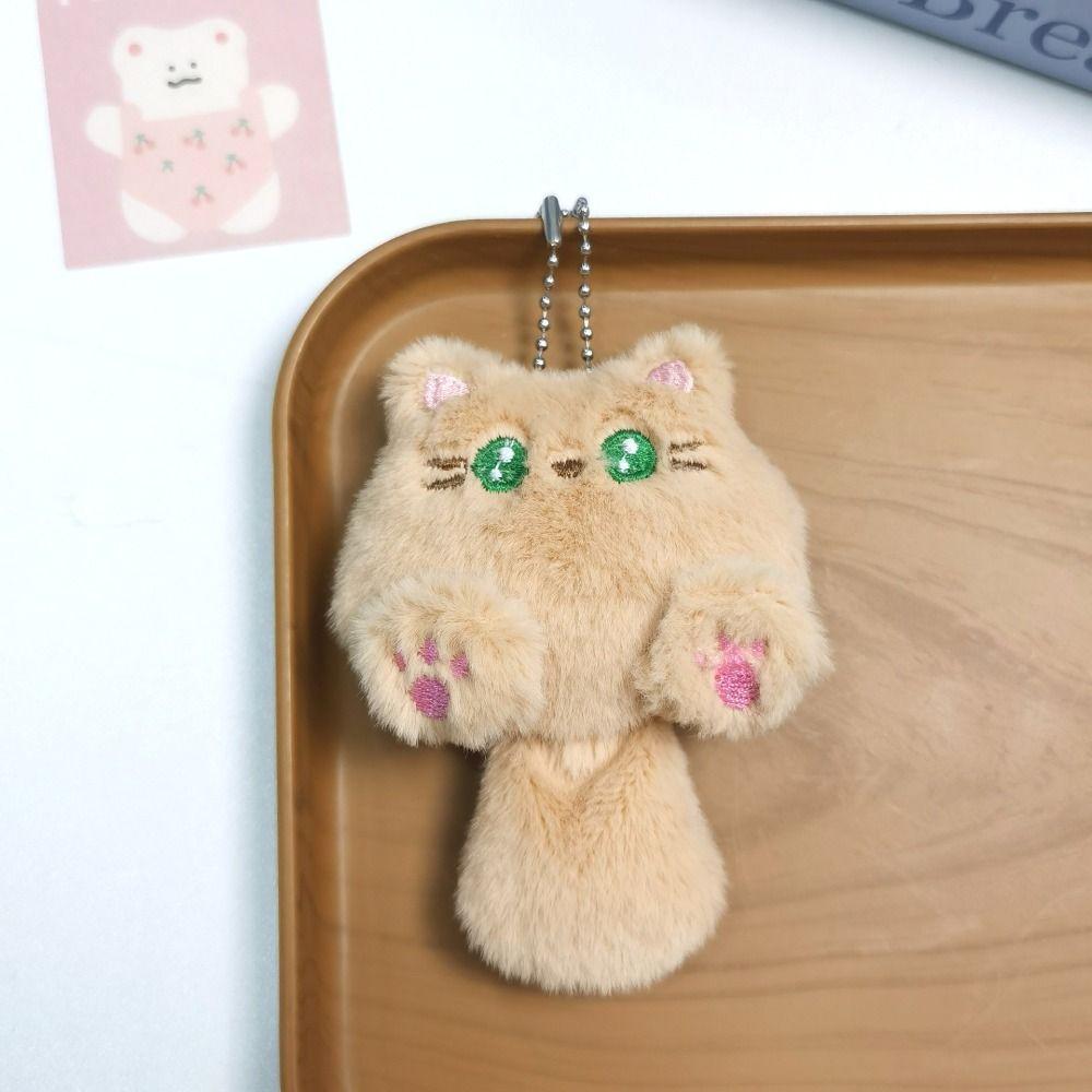Cartoon Cat Plush Keychain Plush Stuffed Bear Pendant with Tail Funny Rabbit Doll Keyring  Couple