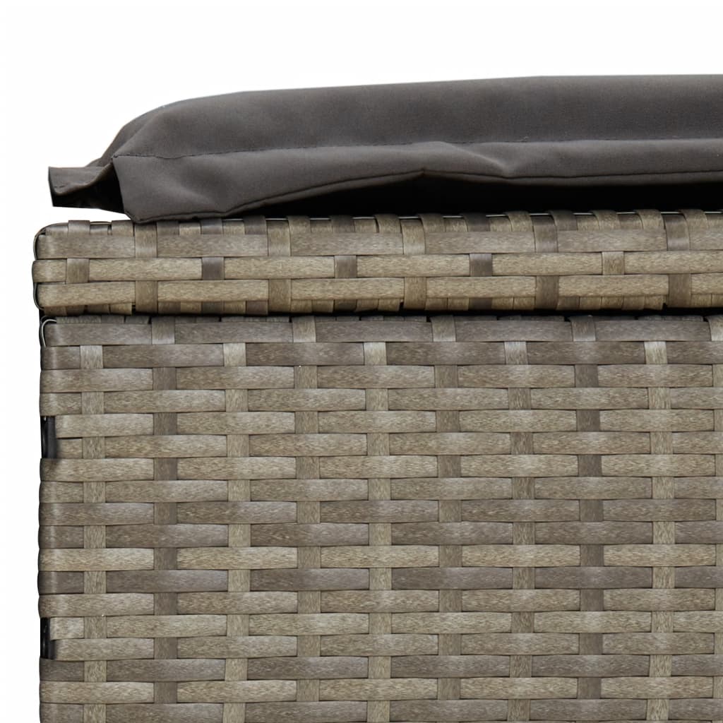 2 Person Sun Lounger with Cushions Grey Poly Rattan