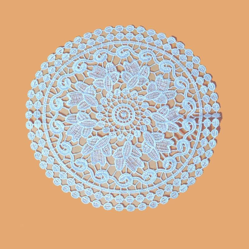 20cm Cotton Crochet Table Placemat French Embroidered Lace Coaster Cloth Coffee Mug Dining Mat Pad Wedding Banquet Home Decor