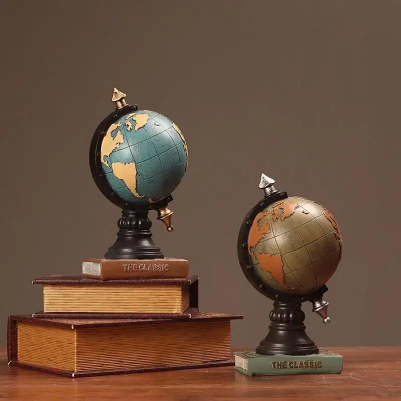 1pcs Creative Retro Home Decoration Accessories Mini Globes Clock Miniature Figurines Home Decor Crafts
