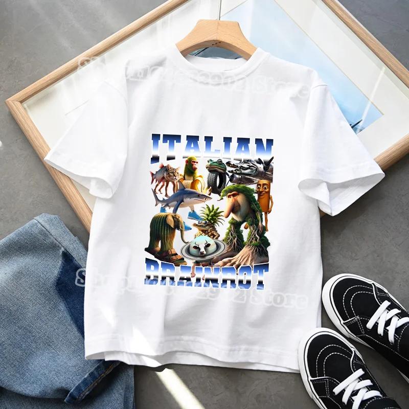 Italian Brainrot Kids Clothes Boys Girls T-shirts Tung Tungtung Sahur Cotton Tee Telala Funny Shark Summer Child Tops Party Gift