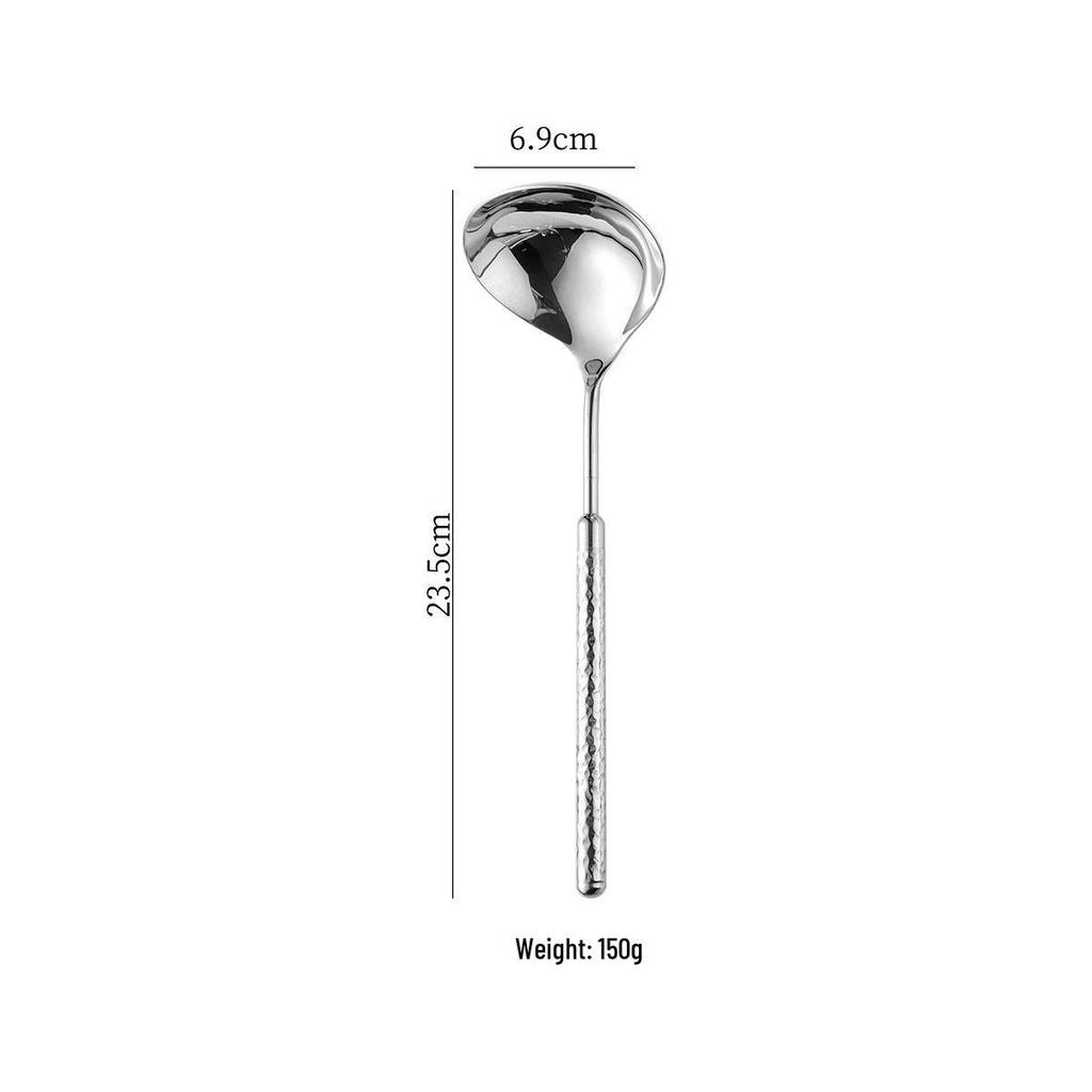 Round Diamond Cutlery Set: 304 Stainless Steel Steak Knife, Fork, Spoon, Spatula, Ladle, Slotted Spoon, Frying Spatula.