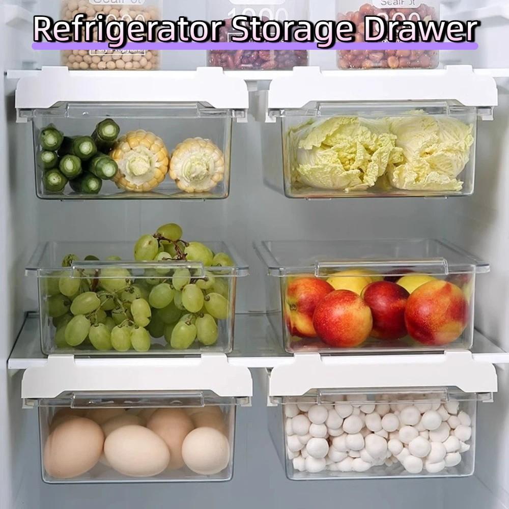 Sliding Kitchen Storage Box Stackable Fruit Preservation Organizer  Kitchen