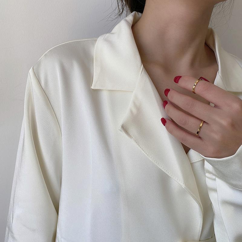 Simple Minimalist 2mm Women Rings Chic Stainless Steel Anti Allergy Metal Tail Ring Classic Elegant Lady Party Finger Jewelry