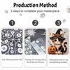 DIY Frameless Pearl Painting Kit Cute Cat Witch Pumpkin Pattern 3D Shiny Bead Art Canvas Relaxing Creative Craft Gift Home Decor